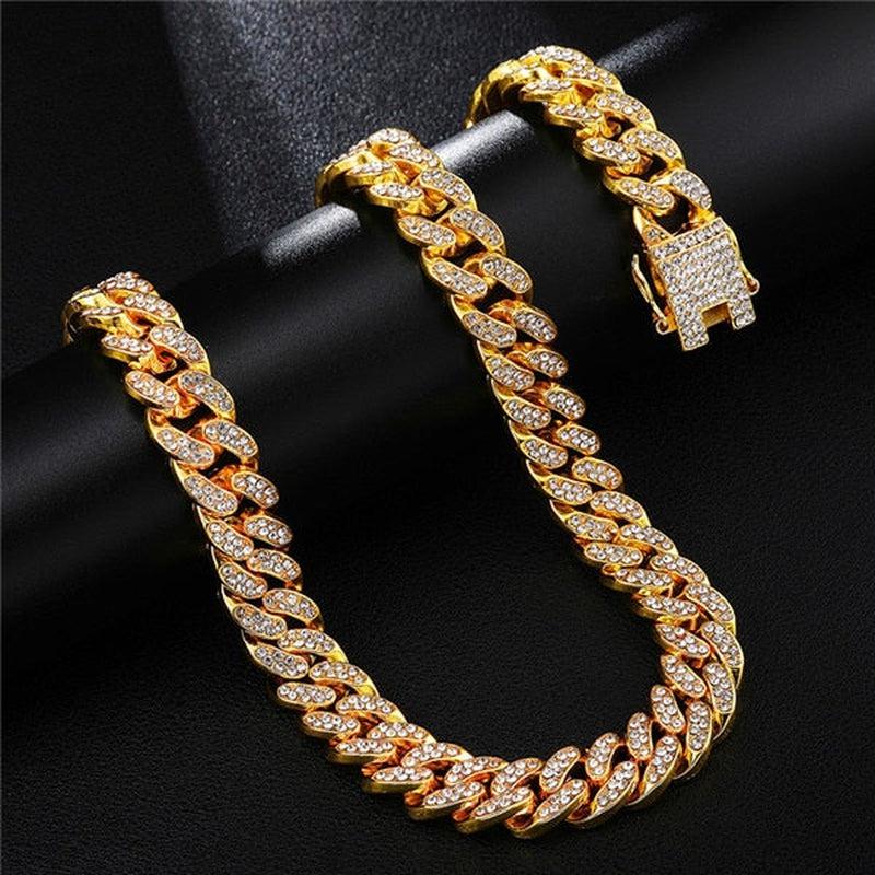 D&Z Hip Hop Jewelry Men | Iced Out Bling Figaro Chains & Bracelets | Rhinestone Homme Fashion Jewelry